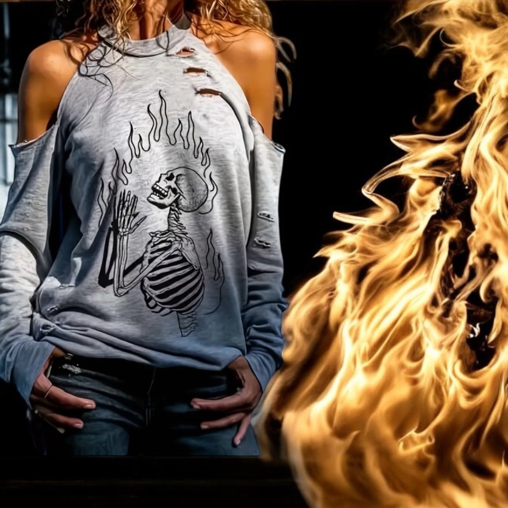 Stylish Black and White Graphic Sweatshirt(Amazon)